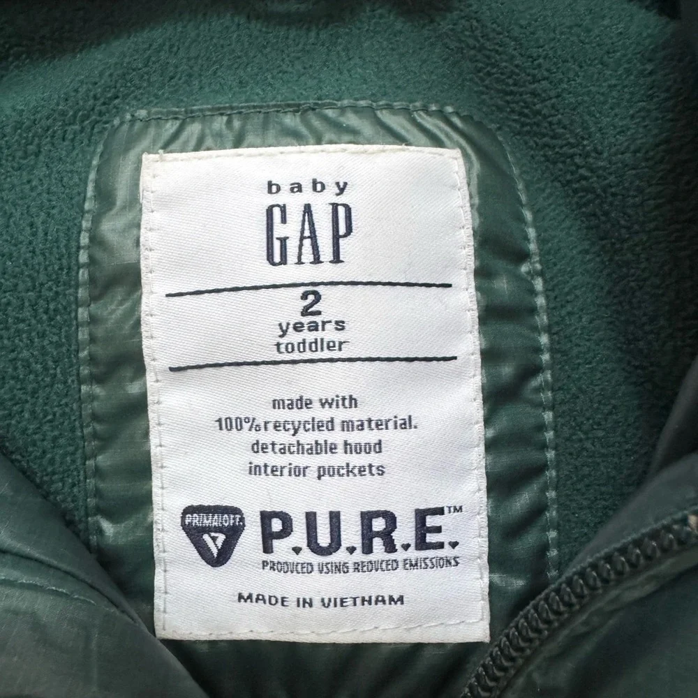 GAP Kids Green Puffer Jacket, Size: 2T